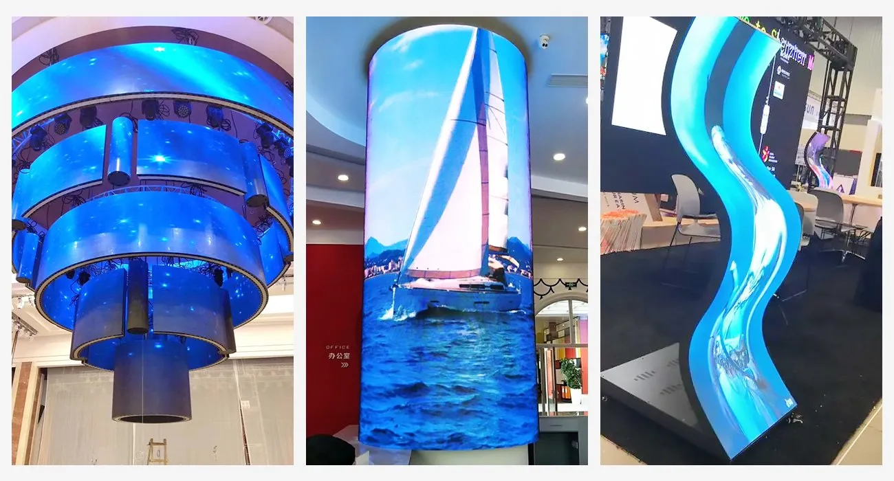 P1.25 P1.579 P1.667 P1.875 P2 P2.5 P3 P3.076 P4 P5 Outdoor Indoor Soft Flexible LED Screen Display