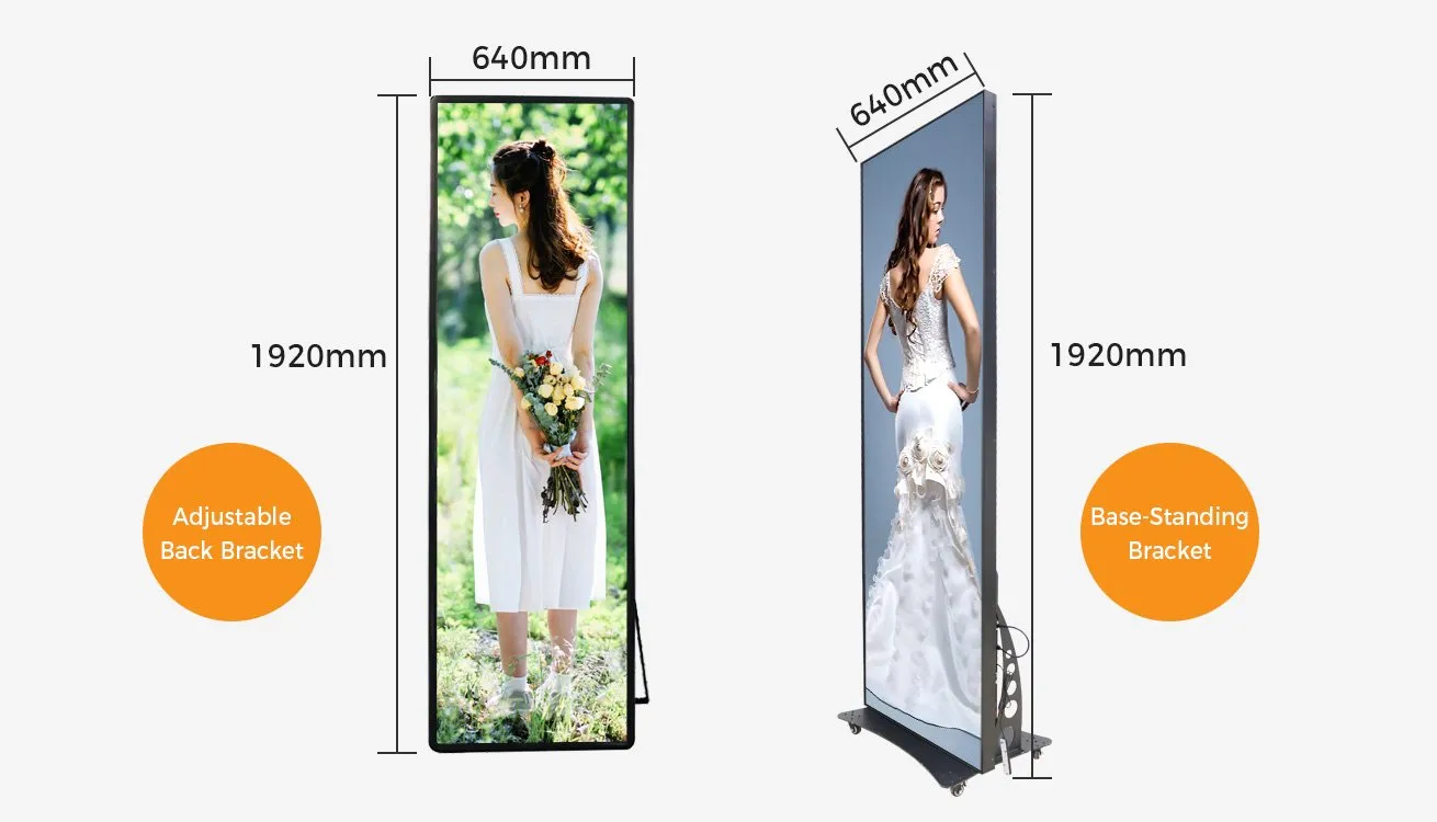 P1.9 P2 P2.5 P3 GOB 640×1920 LED Poster Display Screen For Indoor Outdoor Advertising