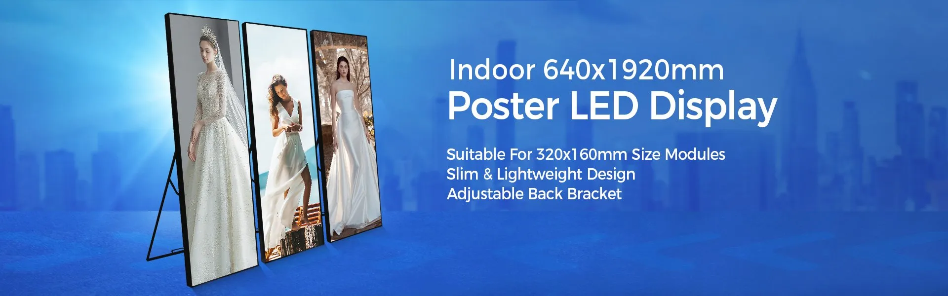 P1.9 P2 P2.5 P3 GOB 640×1920 LED Poster Display Screen For Indoor Outdoor Advertising