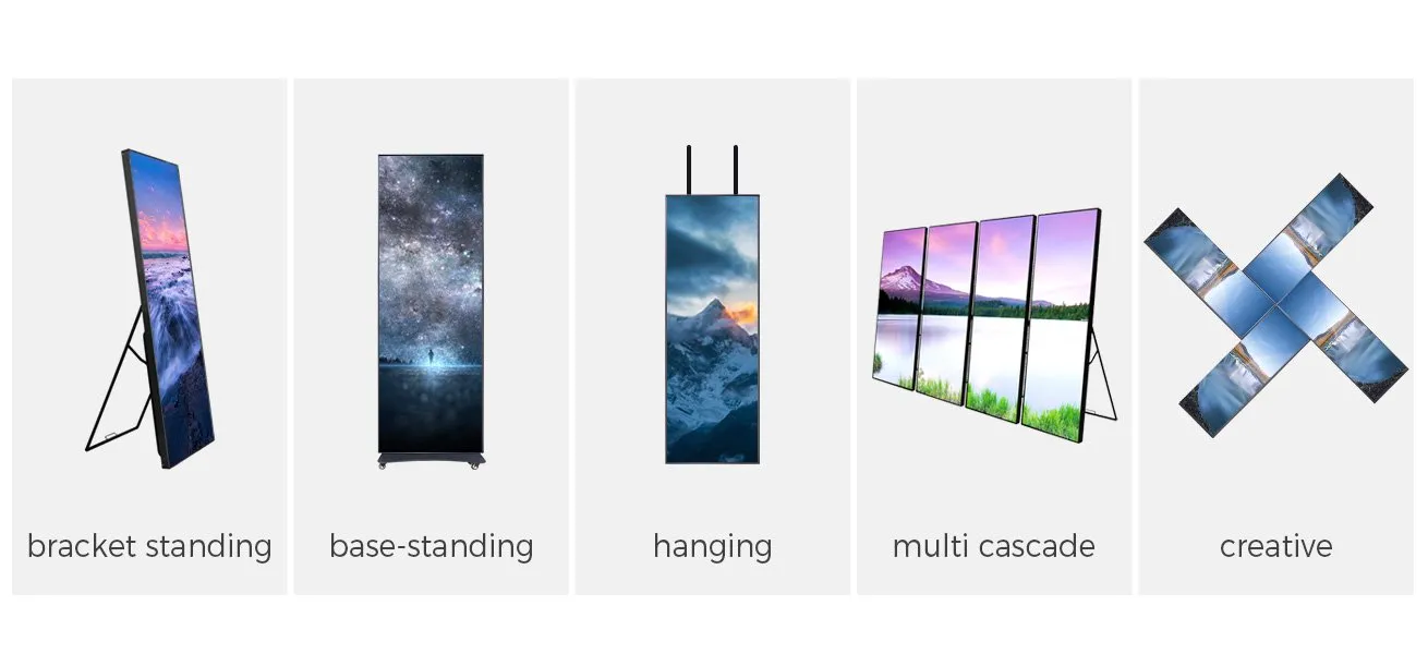 P1.9 P2 P2.5 P3 GOB 640×1920 LED Poster Display Screen For Indoor Outdoor Advertising