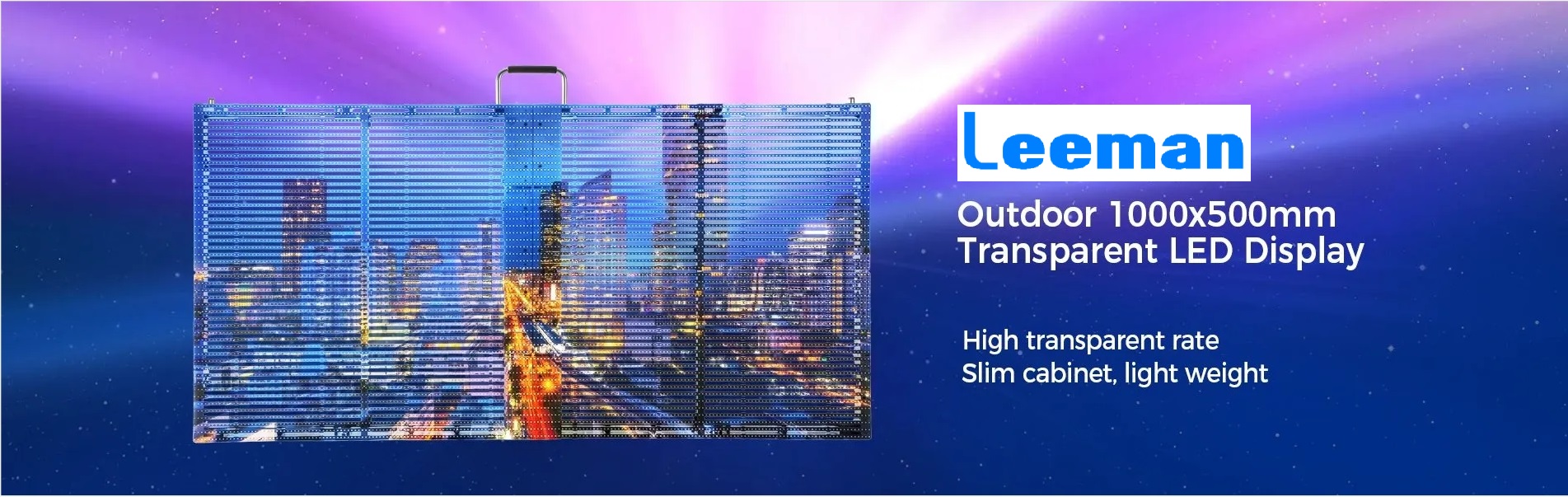 Outdoor Transparent LED Screen 1000×500 Fixed Installation