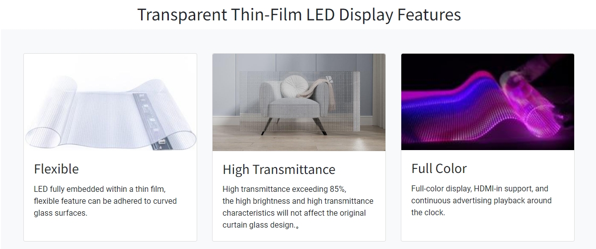 Flexible Transparent Led Film Screen Display